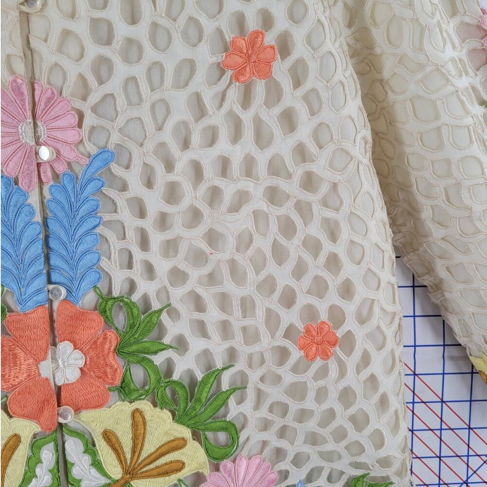 Coquette Floral Lace Blazer Jacket Vintage Statement Romantic Style - Picture 16 of 16